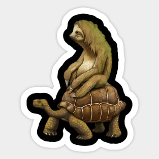 Sloth Riding Tortoise Sloth Riding Turtle Sticker